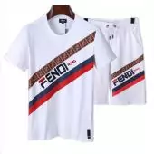 sport fendi short jogging ensemble tshirt et shorts stripe fendi mode blanc